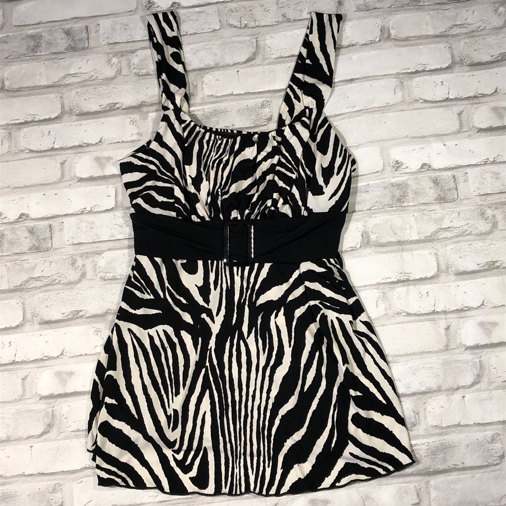 IZ Byer California Blouse Zebra Print Sleeveless